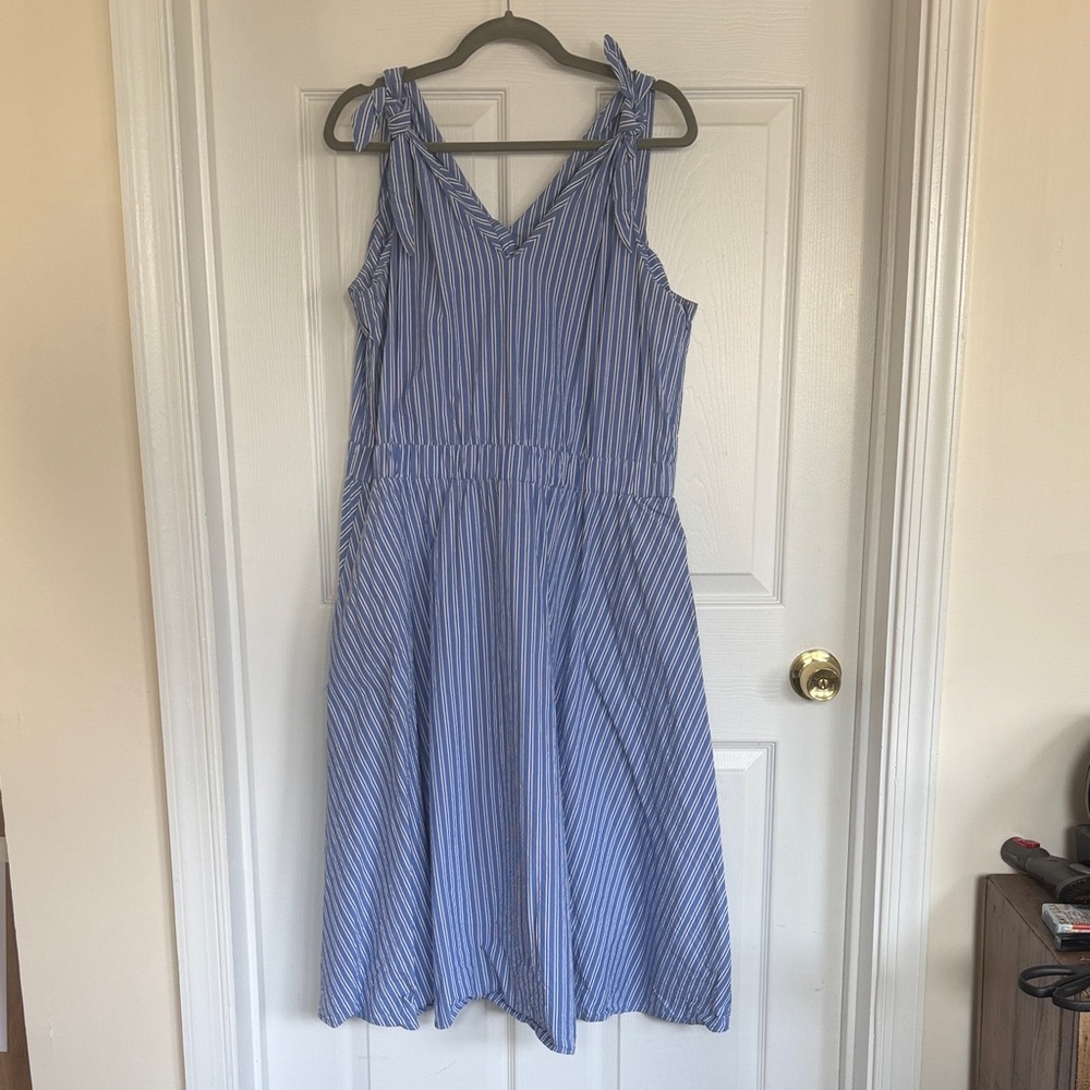 Cupio Blue and White Striped A Line Dress